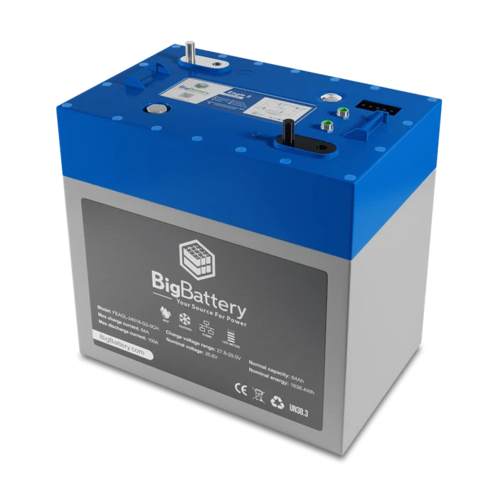 4 Big Battery | 24V Eagle 2 LiFePO4 Battery | 64Ah | 1.63kWh | Marine Battery